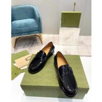 Gucci Unisex GG Interlocking G Loafer Black Leather Sole Flat 1.5 CM Heel (11)