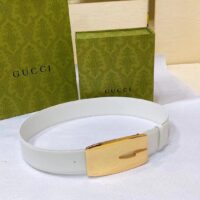 Gucci Unisex GG Wide Belt Retro G Buckle White Patent Leather 4.8 CM Width (1)