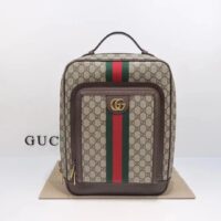 Gucci Unisex Ophidia GG Medium Backpack Beige Ebony GG Supreme Canvas Double G (6)