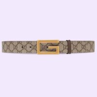 Gucci Unisex Reversible Belt Square G Buckle Beige Ebony GG Supreme Canvas Reverses Brown (3)