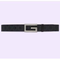 Gucci Unisex Reversible Belt Square G Buckle Black GG Supreme Canvas Reverses Leather (10)