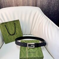 Gucci Unisex Reversible Belt Square G Buckle Black GG Supreme Canvas Reverses Leather (10)