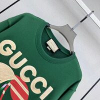 Gucci Women GG Cotton Jersey Sweatshirt Green Light Felted Crewneck Long Sleeves (10)