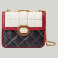 Gucci Women GG Deco Mini Shoulder Bag Black White Quilted Leather Interlocking G (6)