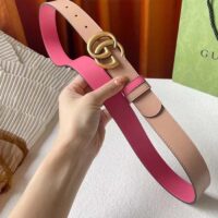 Gucci Women GG Marmont Reversible Belt Beige Pink Leather 3 CM Width Double G (3)