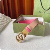 Gucci Women GG Marmont Reversible Belt Beige Pink Leather 3 CM Width Double G (3)