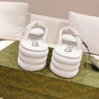 Gucci Women GG Platform Slide Sandal White Nylon Rubber Mid 6.4 CM Heel (3)