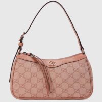 Gucci Women Ophidia GG Small Handbag Pink Canvas Double G Rose Gold Hardware (11)