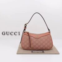 Gucci Women Ophidia GG Small Handbag Pink Canvas Double G Rose Gold Hardware (11)