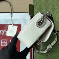 Gucci Women Petite GG Mini Shoulder Bag White Leather Double G Push Lock Closure (9)