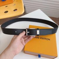 Louis Vuitton LV City Pin 35MM Belt Black Calf Leather Silver-Color Hardware (9)