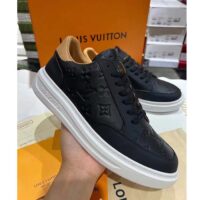 Louis Vuitton LV Unisex Beverly Hills Sneaker Black Monogram Embossed Grained Calf Leather (10)