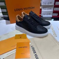 Louis Vuitton LV Unisex Beverly Hills Sneaker Black Monogram Embossed Grained Calf Leather (10)