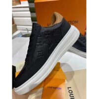 Louis Vuitton LV Unisex Beverly Hills Sneaker Black Monogram Embossed Grained Calf Leather (10)