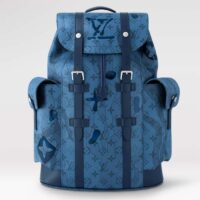 Louis Vuitton LV Unisex Christopher MM Backpack Abyss Blue Monogram Aquagarden Coated Canvas (7)