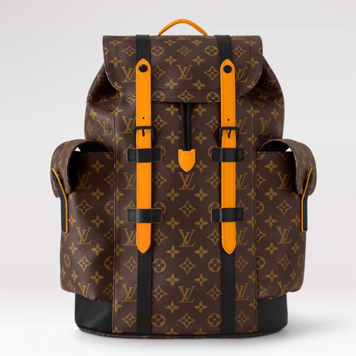 Louis Vuitton LV Unisex Christopher MM Backpack Radiant Sun Monogram Macassar Coated Canvas