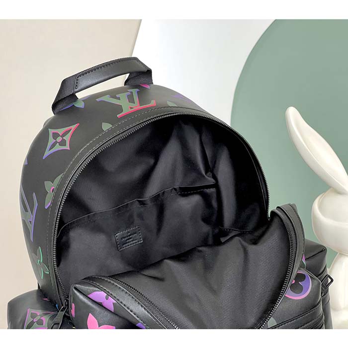 Louis Vuitton LV Unisex Comet Backpack Black Borealis Calf Leather Cowhide Double Zip (10)