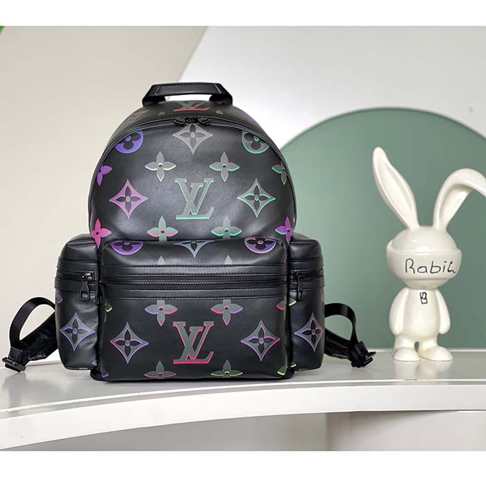 Louis Vuitton LV Unisex Comet Backpack Black Borealis Calf Leather Cowhide Double Zip (4)