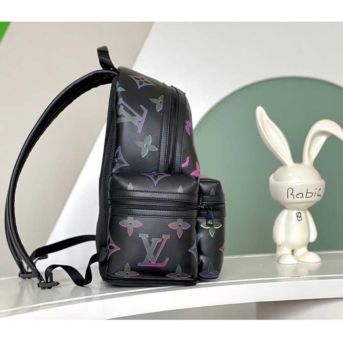 Louis Vuitton LV Unisex Comet Backpack Black Borealis Calf Leather Cowhide Double Zip (5)