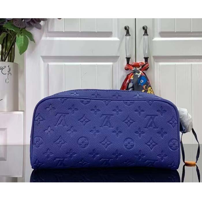 Louis Vuitton LV Unisex Dopp Kit Racing Blue Embossed Taurillon Monogram Cowhide Leather (6)
