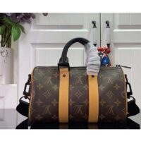 Louis Vuitton LV Unisex Keepall Bandoulière 25 Radiant Sun Monogram Macassar Coated Canvas (8)