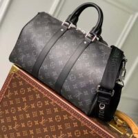 Louis Vuitton LV Unisex Keepall Bandoulière 35 Monogram Eclipse Coated Canvas Cowhide Leather (6)