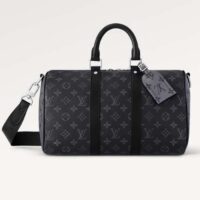 Louis Vuitton LV Unisex Keepall Bandoulière 35 Monogram Eclipse Coated Canvas Cowhide Leather