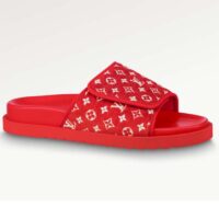 Louis Vuitton LV Unisex Miami Mule Red Mini Monogram Textile Anatomic Insole (4)