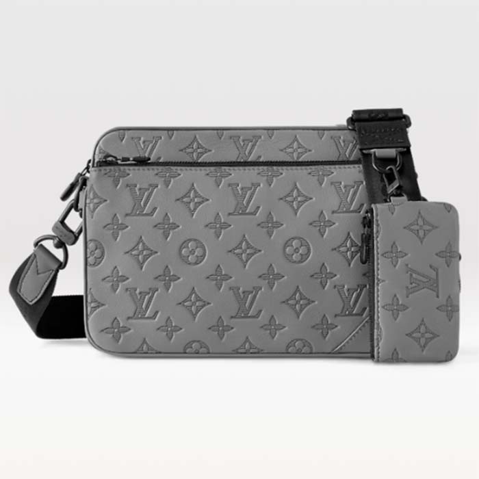 Louis Vuitton LV Unisex Trio Messenger Anthracite Gray Calf Leather Cowhide