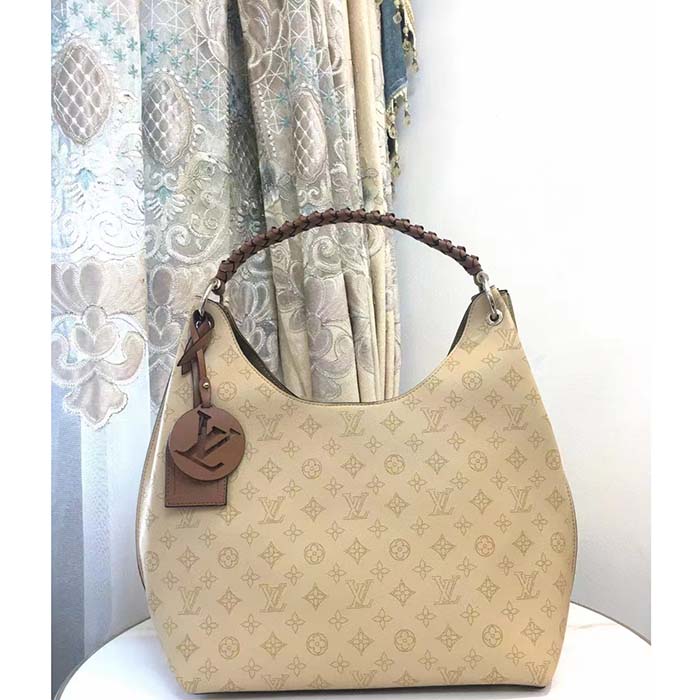 Louis Vuitton LV Women Carmel Hobo Bag Crème Beige Mahina Perforated Calf Leather (2)