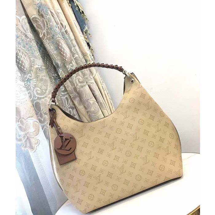 Louis Vuitton LV Women Carmel Hobo Bag Crème Beige Mahina Perforated Calf Leather (3)
