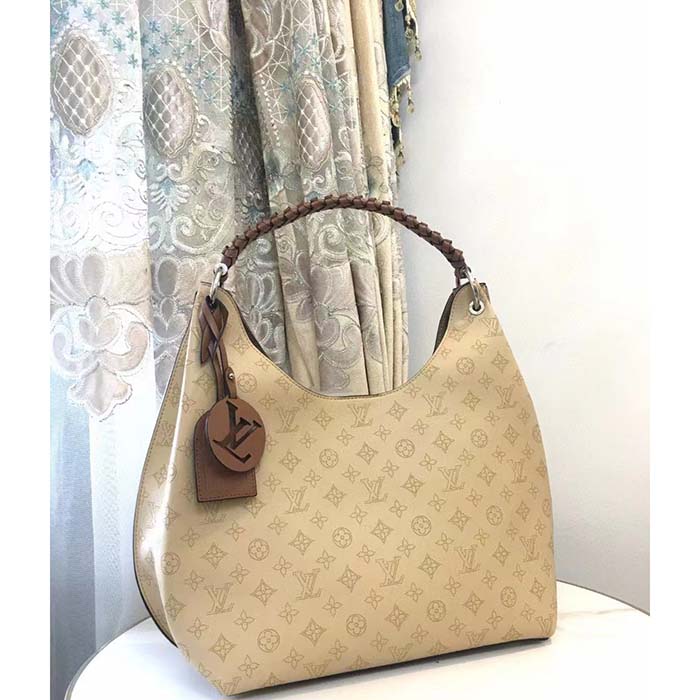 Louis Vuitton LV Women Carmel Hobo Bag Crème Beige Mahina Perforated Calf Leather (4)
