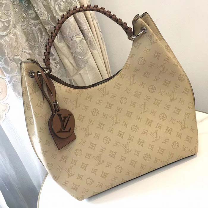 Louis Vuitton LV Women Carmel Hobo Bag Crème Beige Mahina Perforated Calf Leather (9)