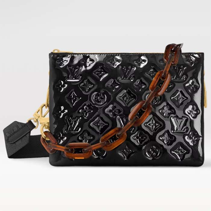 Louis Vuitton LV Women Coussin PM Handbag Black Calfskin Cowhide Leather