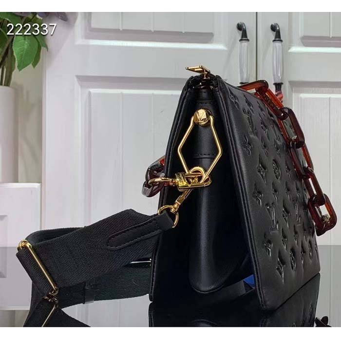 Louis Vuitton LV Women Coussin PM Handbag Black Calfskin Cowhide Leather (11)
