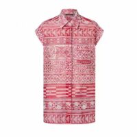 Louis Vuitton LV Women Monogram Tile Short Sleeve Shirt Cotton Red White Regular Fit (12)