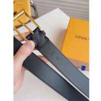 Louis Vuitton Unisex LV City Pin 35MM Belt Black Calf Leather Gold-Color Hardware (1)