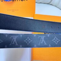 Louis Vuitton Unisex LV Line 40mm Reversible Belt Blue Monogram Eclipse Noir Coated Canvas (5)