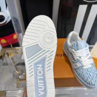 Louis Vuitton Unisex LV Trainer Sneaker Blue Monogram Denim Flowers Rubber LV Initials (7)