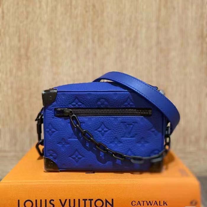 Louis Vuitton Unisex Mini Soft Trunk Racing Blue Embossed Taurillon Monogram Cowhide Leather (5)