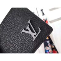 Louis Vuitton Unisex Multiple Wallet Black Grained Cowhide Leather Textile Lining (7)