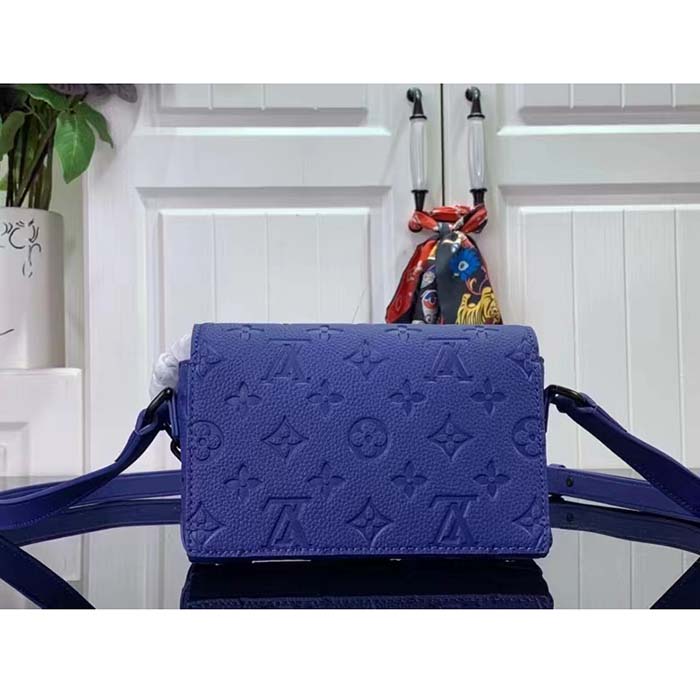 Louis Vuitton Unisex Steamer Wearable Wallet Racing Blue Embossed Taurillon Monogram Cowhide Leather (6)