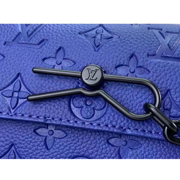 Louis Vuitton Unisex Steamer Wearable Wallet Racing Blue Embossed Taurillon Monogram Cowhide Leather (9)