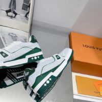 Louis Vuitton Unisex Trainer Sneaker Green Strass Rubber Outsole LV Initials Monogram Flowers (5)