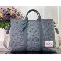Louis Vuitton Unisex Weekend Tote MM Monogram Washed Denim Coated Canvas Cowhide Leather (12)