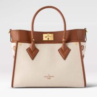 Louis Vuitton Women LV On My Side MM Tan Canvas Smooth Cowhide Leather (10)