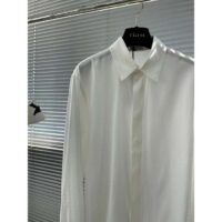 Dior Men CD Diamond Shirt White Silk-Blend Jacquard All-Over Shirttail Hem Viscose Silk (3)
