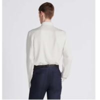 Dior Men CD Diamond Shirt White Silk-Blend Jacquard All-Over Shirttail Hem Viscose Silk (3)