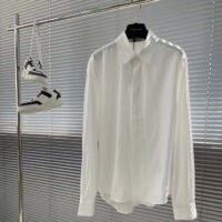 Dior Men CD Diamond Shirt White Silk-Blend Jacquard All-Over Shirttail Hem Viscose Silk (3)