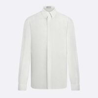 Dior Men CD Diamond Shirt White Silk-Blend Jacquard All-Over Shirttail Hem Viscose Silk (3)